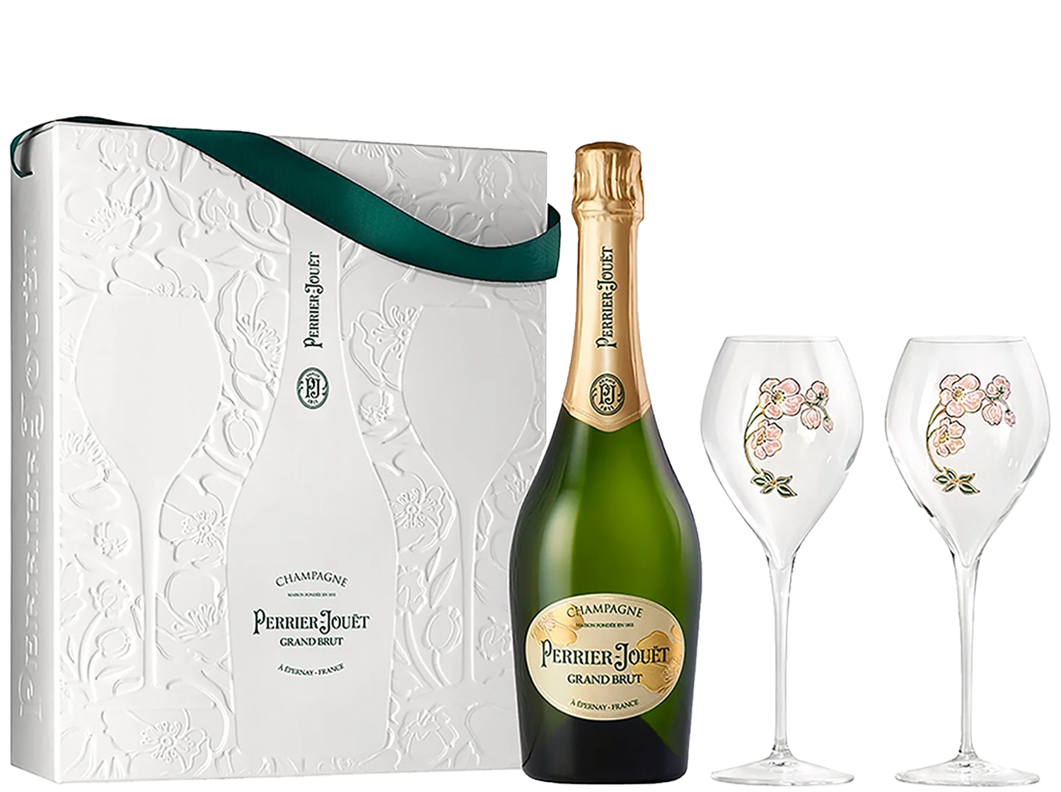 Perrier-Jouet Grand Brut Champagne NV & 2x Glass Gift Box