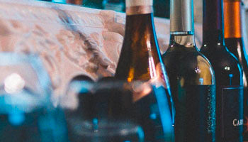Red wine bottles
