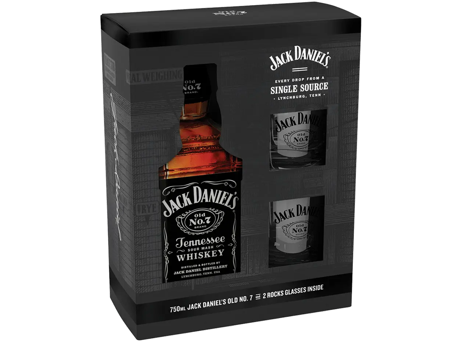Jack Daniels OLD NO. 7 & Two Glasses Gift Pack
