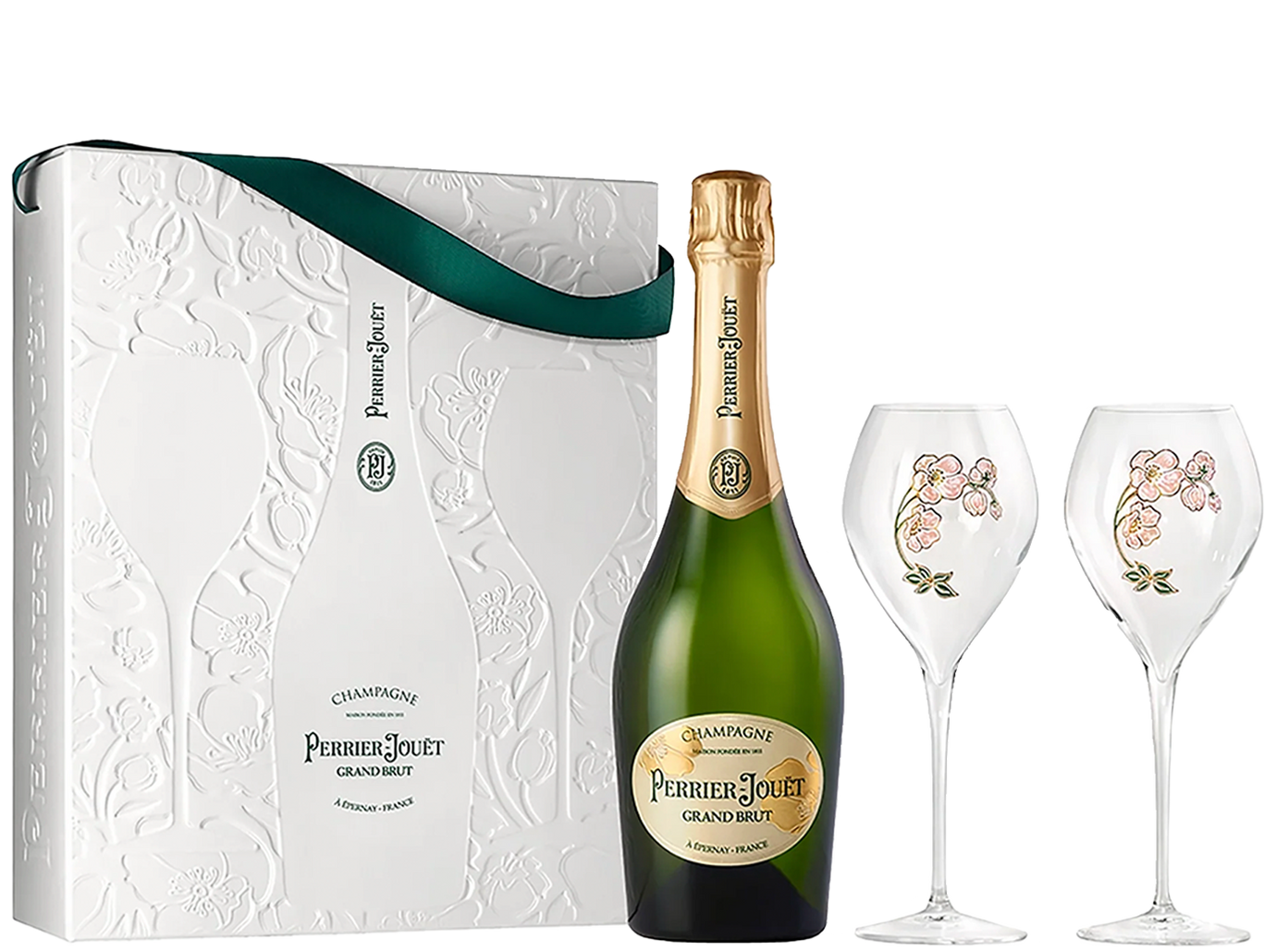 Perrier-Jouet Grand Brut Champagne NV & 2x Glass Gift Box