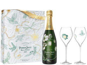 Perrier-Jouet Belle Epoque Champagne 2015 & 2x Glass Gift Box