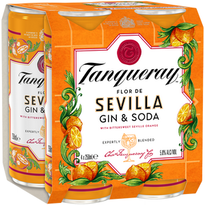 Tanqueray Seville and Soda (4x250ml Cans)