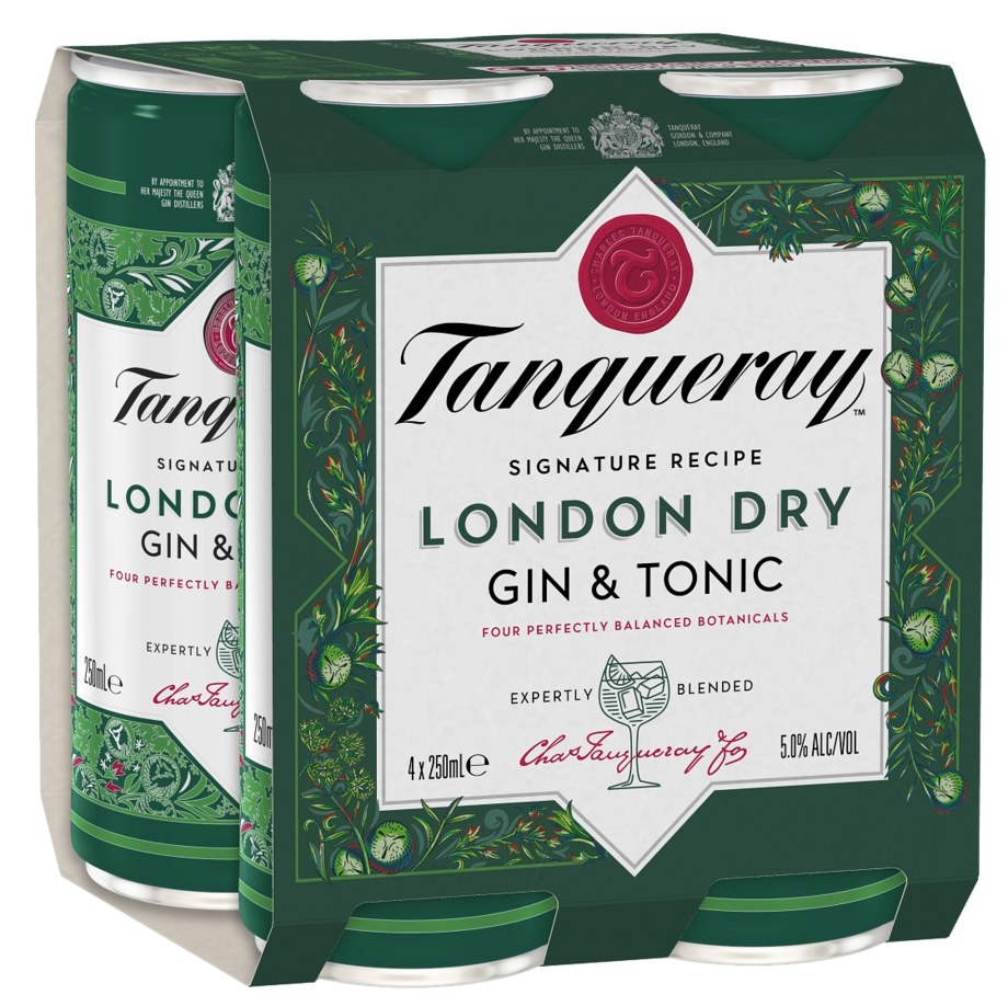Tanqueray Gin & Tonic 5% (4 x 250mL Cans)