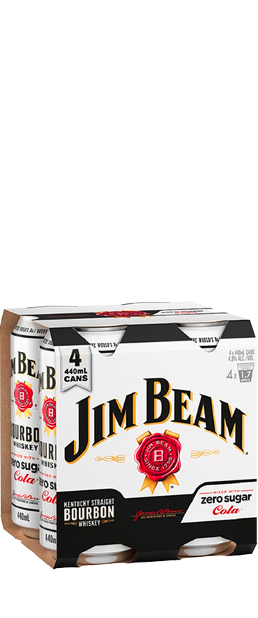 Jim Beam White and Zero Cola (4x 440ml Cans)