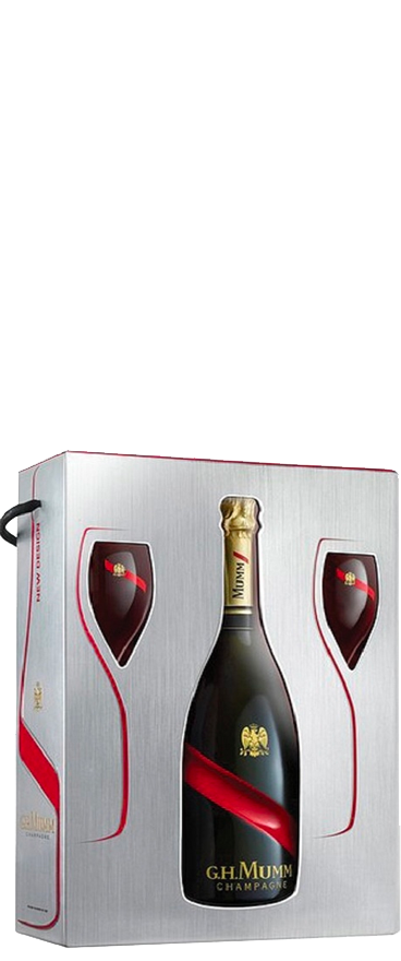 Mumm Grand Cordon Champagne Brut NV & 2 Flutes in Gift Box - Wine Central